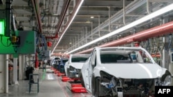 資料照片：特斯拉公司位於德州奧斯汀的生產線。(2022年4月7日）