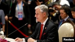 白宮國家安全顧問羅伯特·奧布萊恩2019年11月4日在泰國曼谷舉行的東盟-美國峰會上講話。