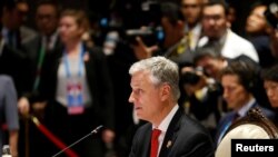 白宮國家安全顧問羅伯特·奧布萊恩2019年11月4日在泰國曼谷舉行的東盟-美國峰會上講話。