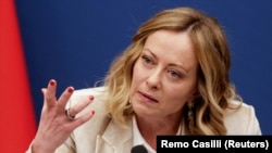 意大利總理梅洛尼2025年1月9日在意大利羅馬出席年終記者會。