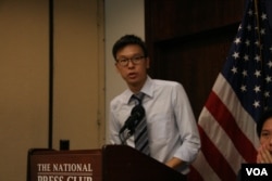 太陽花學運中擔任總指揮的林飛帆（美國之音 鍾辰芳拍攝）