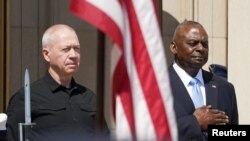 美國國防部長奧斯汀在華盛頓會晤以色列國防部長加蘭特。(2024年6月26日)