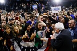 Democratic presidential candidate Sen. Bernie Sanders, I-Vt., meets with attendees campaign event, Feb. 27, 2020, in Spartanburg, S.C.
