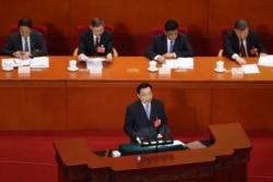 中國全國人大常委會副委員長王晨在北京人大會堂全國人大年度會議上講話。（2020年5月22日）