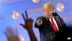 美朝峰會後川普總統2018年6月12號在新加坡接受媒體提問