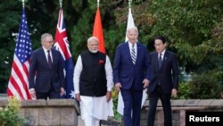 四方安全對話領導人在拜登家鄉特拉華州威爾明頓舉行拜登任內的最後一次峰會。(路透社：2024年9月21日)