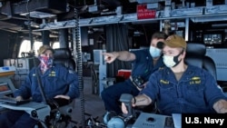 美國太平洋艦隊“蒙哥馬利”號（USS Montgomery）瀕海戰鬥艦5月7日在南中國海巡邏（美國海軍照片）。