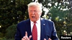 特朗普总统星期天（9月22）在白宫回答记者问题。