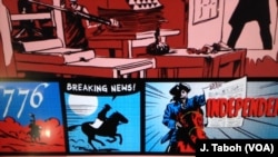 新聞博物館凸顯1776年美國獨立新聞報導的特展。(美國之音塔博拍攝)