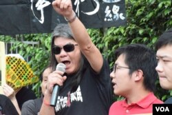 香港社民連前主席梁國雄。（美國之音湯惠芸攝）