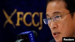 日本前外相岸田文雄(Fumio Kishida)2021年9月13日出席日本外國記者俱樂部記者會（路透社）