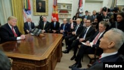 美国总统特朗普2019年1月31日在白宫接见了中国副总理刘鹤。