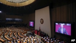 2017年11月8日，美國總統川普在韓國國會發表演講。