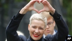 被白俄羅斯政府強行驅逐的反對派人士瑪麗亞·科列斯尼科娃（2020年8月27日）