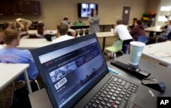 Eleventh-grade students learn about the D-Day invasion at Normandy during a history class at Crossroads FLEX High School in Cary, N.C., May 21, 2019.