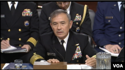 美國太平洋司令部司令、海軍上將哈里斯在參議院作證。（2016年2月23日）