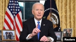 拜登總統在白宮橢圓形辦公室發表告別演說。 (2025年1月15日)