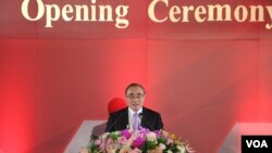 台灣國防部長馮世寬在國家中山科學研究院研發展示館開幕典禮（美國之音楊明）