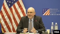 美國在台協會台北辦事處處長谷立言舉行上任記者會。 (2024年9月4日，美國之音特約記者李昕儒攝影)