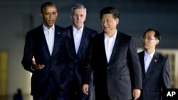 中國國家主席習近平9月24日星期四晚抵達白宮與奧巴馬共進晚餐。