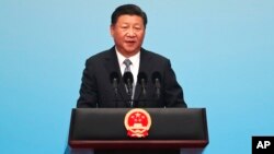 在廈門金磚峰會的金磚國家工商論壇開幕式上，中國主席習近平致辭（2017年9月3日資料照）