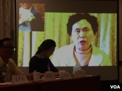 齐家贞通过录像致辞 (美国之音方冰拍摄)