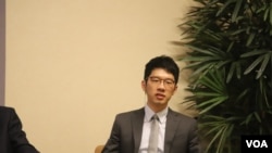 “香港眾志”常委羅冠聰。(美國之音記者 張富傑拍攝)