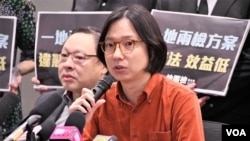香港一地兩檢關注組成員梁啟智 (美國之音湯惠芸拍攝)