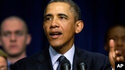 美國總統奧巴馬星期二在白宮談到強行減赤計劃
