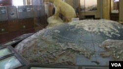 俄羅斯北極博物館中的模型顯示了從亞洲白令海峽和楚克奇海出發的北極航道。