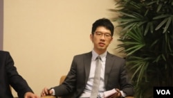“香港眾志”常委羅冠聰。(美國之音記者 張富傑拍攝)