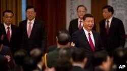 中國國家主席習近平等領導人2017年9月30日出席在人民大會堂舉行的慶祝中華人民共和國成立六十八周年的國慶招待會