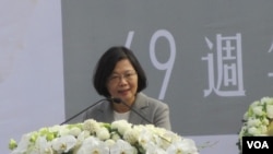 台灣總統當選人蔡英文在228紀念活動上發表講話