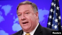 美國國務卿2018年10月3日在國務院見記者（路透社）