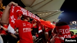 香港球迷在一場和巴林的足球友誼賽上對中國國歌發出噓聲（2017年11月9日）