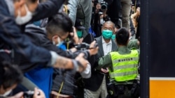 香港壹傳媒創辦人黎智英離開終審法庭（法新社2021年2月9日）