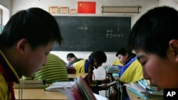 北京郊區一所農村小學校的學生在學習。 （資料照片）