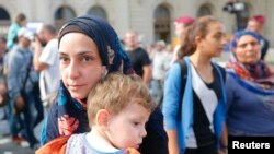 移民離開匈牙利布達佩斯的主要火車站。 （2015年9月1日）