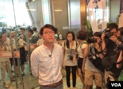 本土民主前線發言人梁天琦。（美國之音湯惠芸攝）