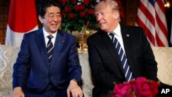 川普總統2018年4月17號在馬阿拉歌莊園會晤日本首相安倍