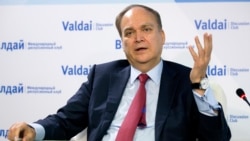 俄羅斯駐美大使安東諾夫在莫斯科的一次圓桌會上討論特朗普與普京的赫爾辛基峰會。 (2018年7月20日)