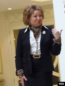 俄羅斯上議院聯邦委員會主席馬特維延科。 （美國之音白樺拍攝）