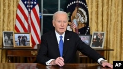 拜登總統在白宮橢圓形辦公室發表告別演說。 (2025年1月15日)