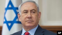 以色列總理內塔尼亞胡10月1日參加內閣會議照。