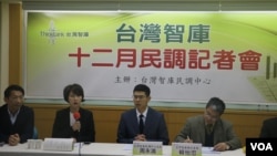 台灣智庫民調記者會現場(美國之音楊明拍攝)