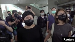 2021 年4 月 22 日香港电台前外判编导蔡玉玲离开法庭