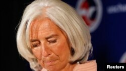 國際貨幣基金組織總裁拉加德星期四在華盛頓發表演說