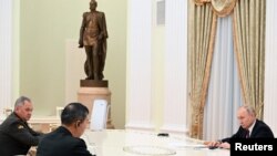 Russian President Vladimir Putin meets Chinese Defence Minister Li Shangfu in Moscow