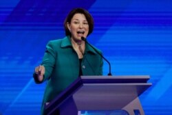 Democratic presidential candidate Sen. Amy Klobuchar, D-Minn., answers a question, Sept. 12, 2019, during a Democratic presidential primary debate at Texas Southern University in Houston.