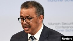 世界卫生组织总干事谭德塞2月15日在德国慕尼黑全球安全会议上敦促各国继续加紧防疫。